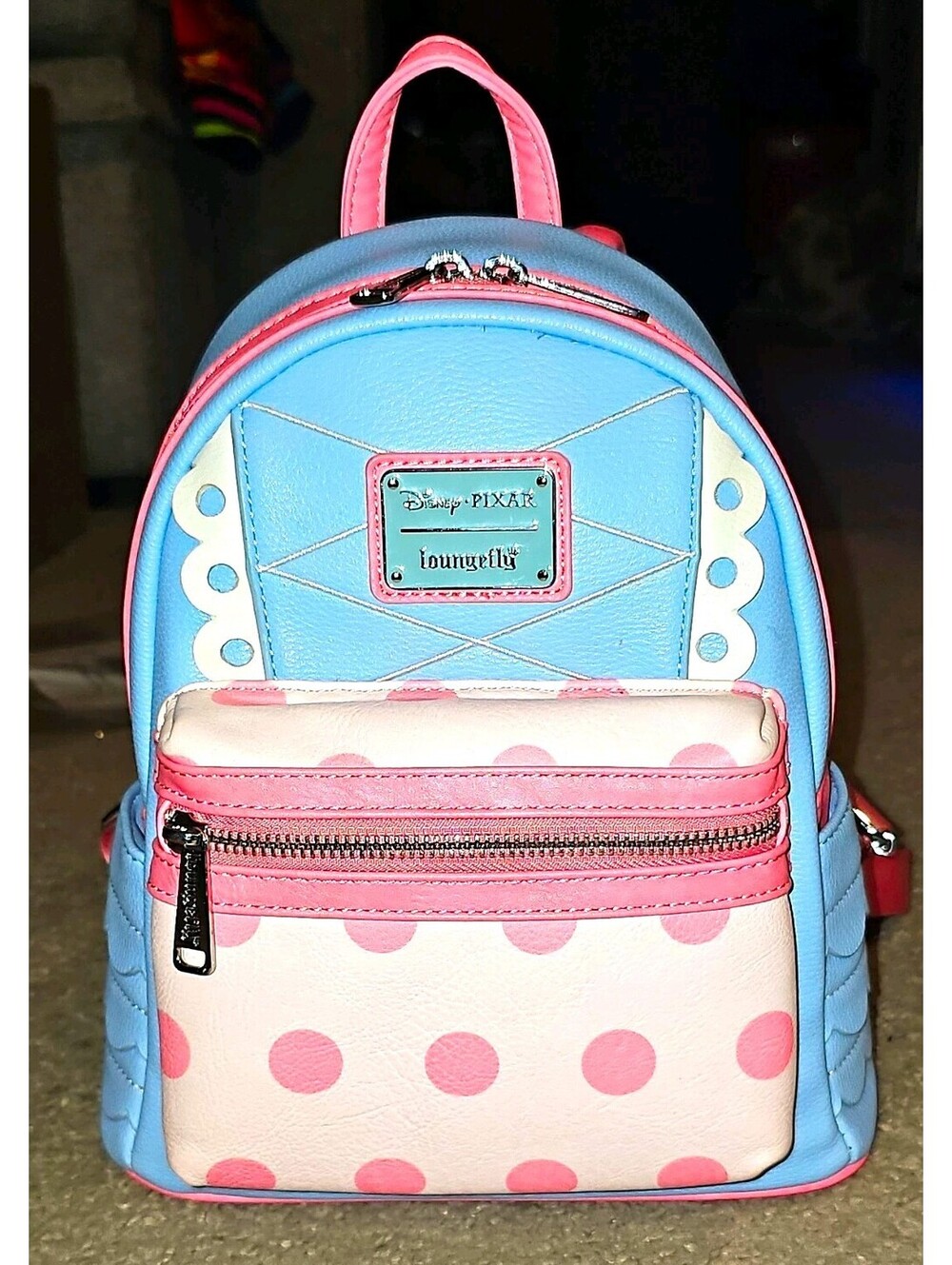 Loungefly Disney Toy Story Bo Peep Mini Backpack Light Blue Pink Polka Dot